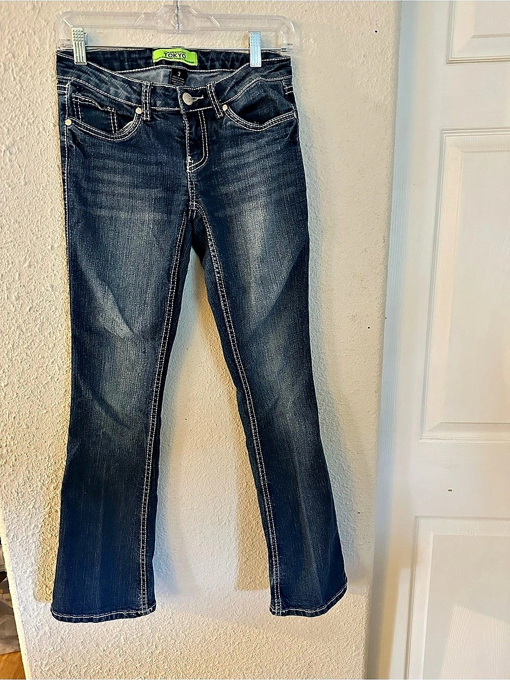 Tokyo Low Rise Boot Cut Boot Cut Jeans in Blue
